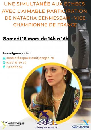 Une simultanée aux Echecs avec l'aimable participation de Natacha Benmesbah - Vice Championne de France